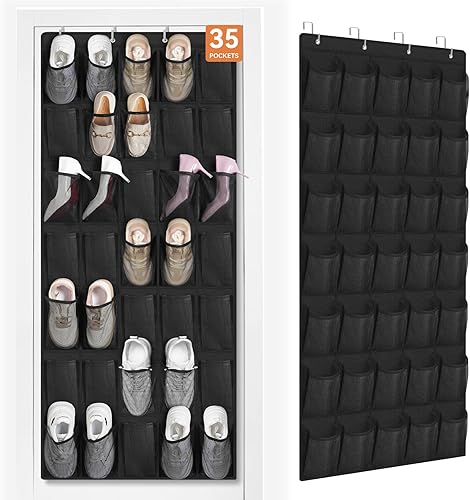 Miniatura 11 de FENTEC Organizador de zapatos para colgar sobre la puerta, 24 bolsillos, organizador de zapatos colgante para closet, de malla de bolsillo grande