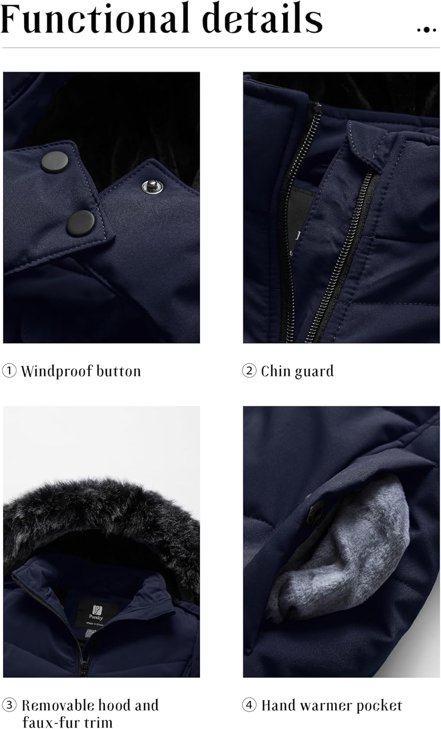 Pursky Girls' Warm Winter Coat Long Parka Fleece Lined Waterproof Puffer Jacket With Removable Hood - Image 6