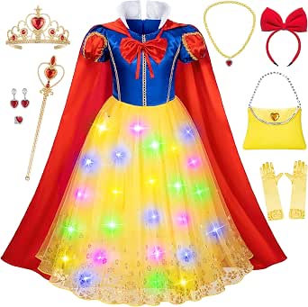 Disfraz De Princesa Blancanieves Para Niñas – Vestido Completo Con Corona, Guantes Y Accesorios Para Cosplay Y Fiestas
