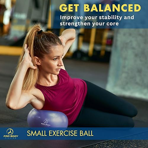 Miniatura 10 de ProBody Pilates Pelota pequeña de ejercicio con bomba, bola de barra de 9 pulgadas, mini pelota de yoga suave, pelota de entrenamiento para