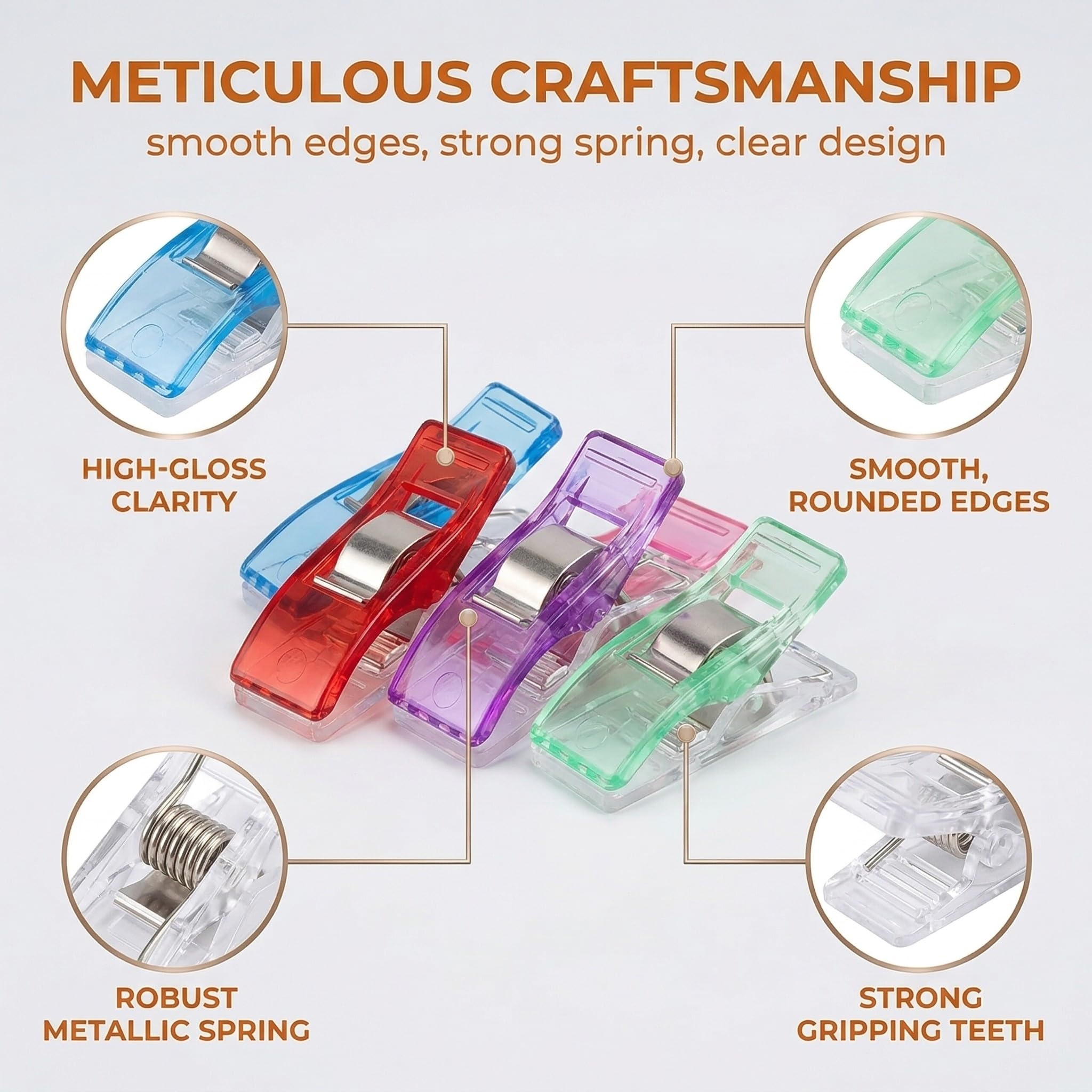 Clip per Cucire 100 Pz, Mollette per Stoffa, Morsetti per Cucito, Accessori per Macchina