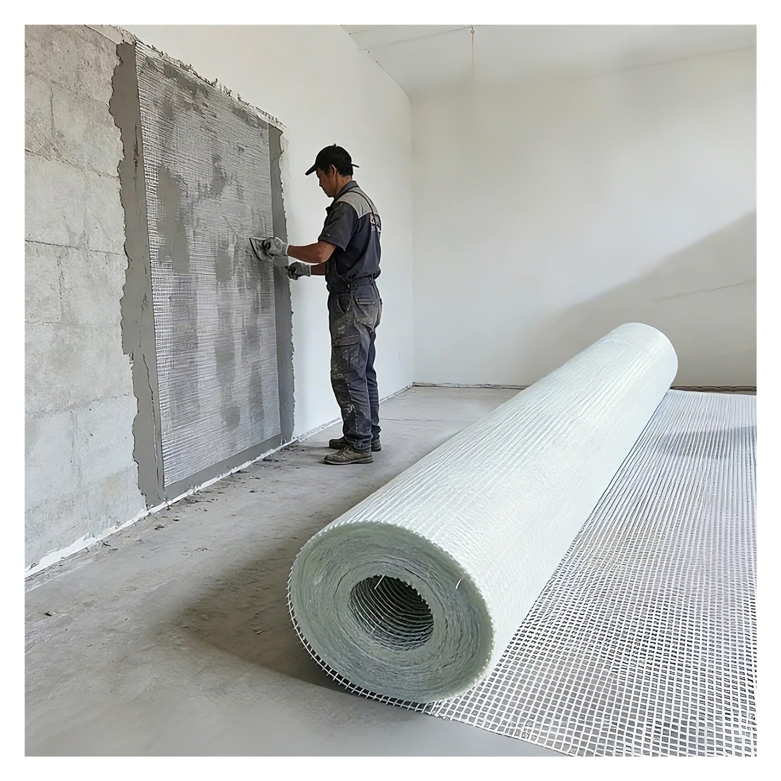 Large Size Fiberglass Mesh Roll Plastering Mesh, Drywall Repair Mesh Roll/ Roof Enhanced Reinforcing Meshs, Commercial/ Industrial Construction Fiber Glasses Cloth(Hole 0.4cm(4/25in),L 30m(98ft))