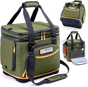 Double-Layer Travel Carrying Case for Jackery Explorer 1000 v2 Hard Molded Bottom, Side Ventilation & Front Pockets, Portable Power Station Storage Bag for Jackery Accessories & Solar Generator