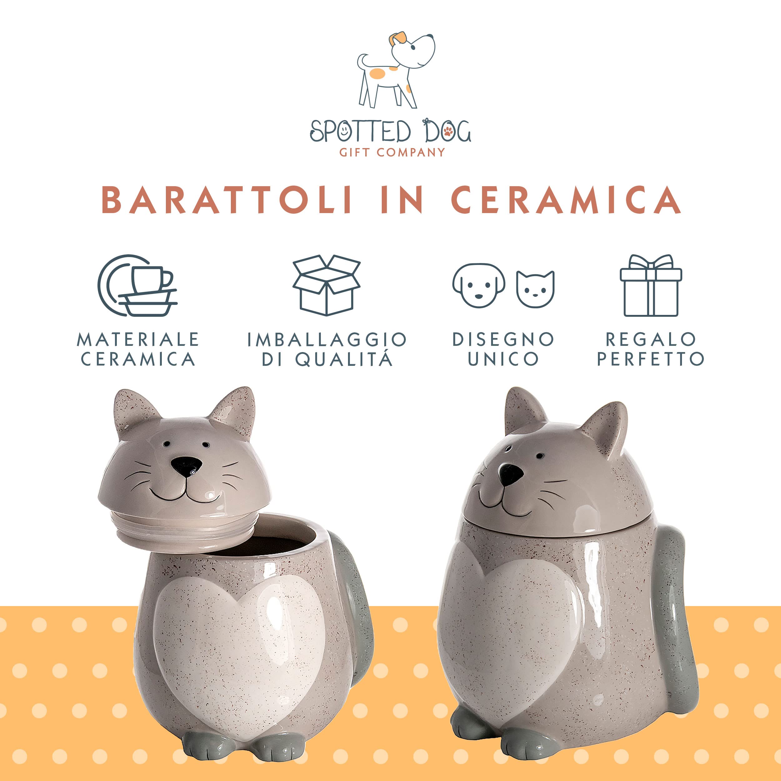 Biscottiera A Forma Di Cane In Ceramica - Barattolo Da Cucina 1.45 Litri, Idea Regalo Per Amanti Dei Cani, Colore Marrone, Lavabile