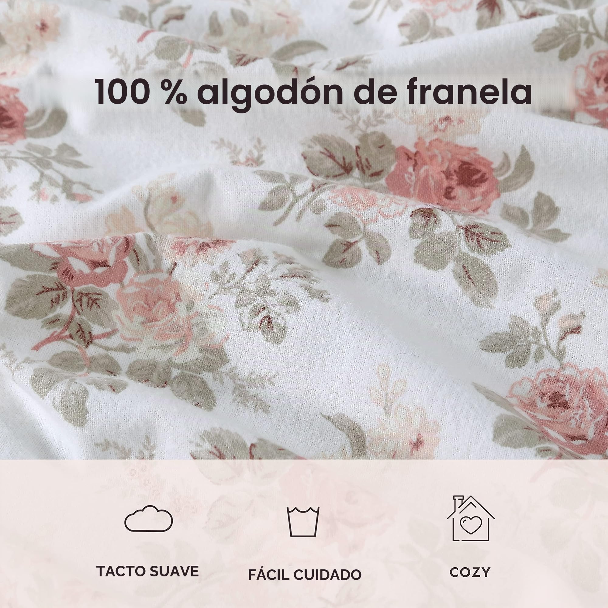 Laura Ashley - Juego de sábanas Individual, Ropa de Cama de Franela de algodón, Cepillado para Mayor suavidad y Comodidad (Lisalee Pink, Individual)