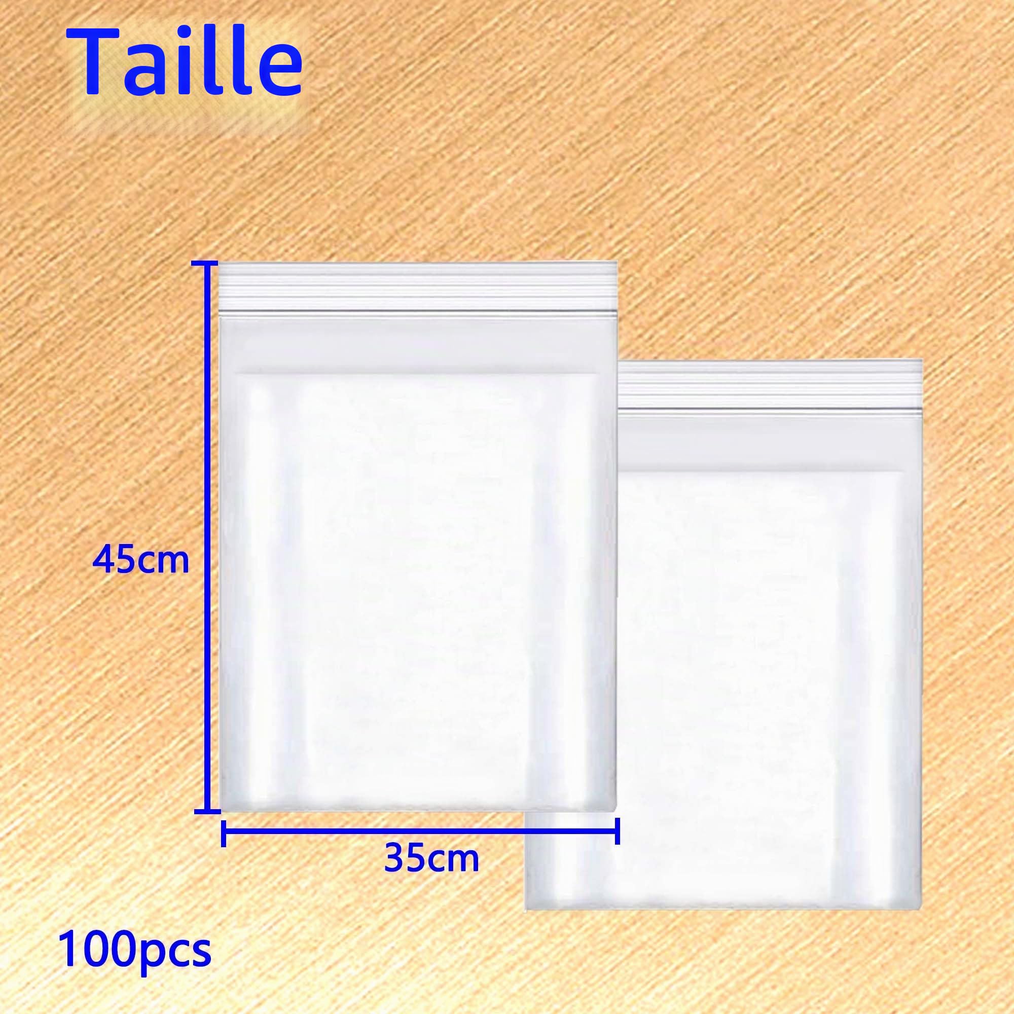 350mmX450mm Sachets Plastique Transparents Refermables Grand Sac De À Fermeture Épaissir 160µm Sac Scellé, Sac De Rangement, Convient Pour Le Stockage De Vêtements Et De Collations 100pièce