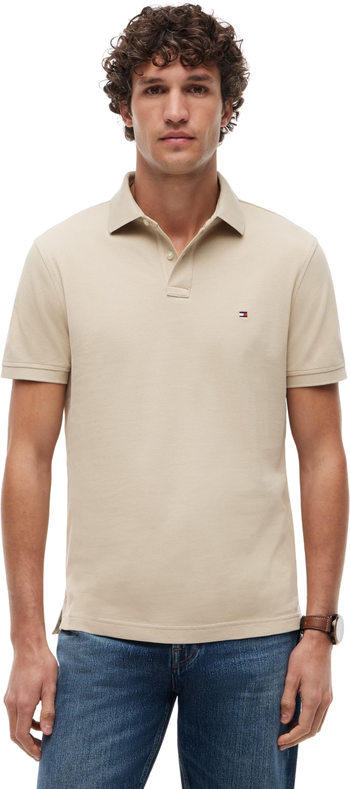 Tommy Hilfiger Men's 1985 Regular Polo Mw0Mw17770, Khaki, S