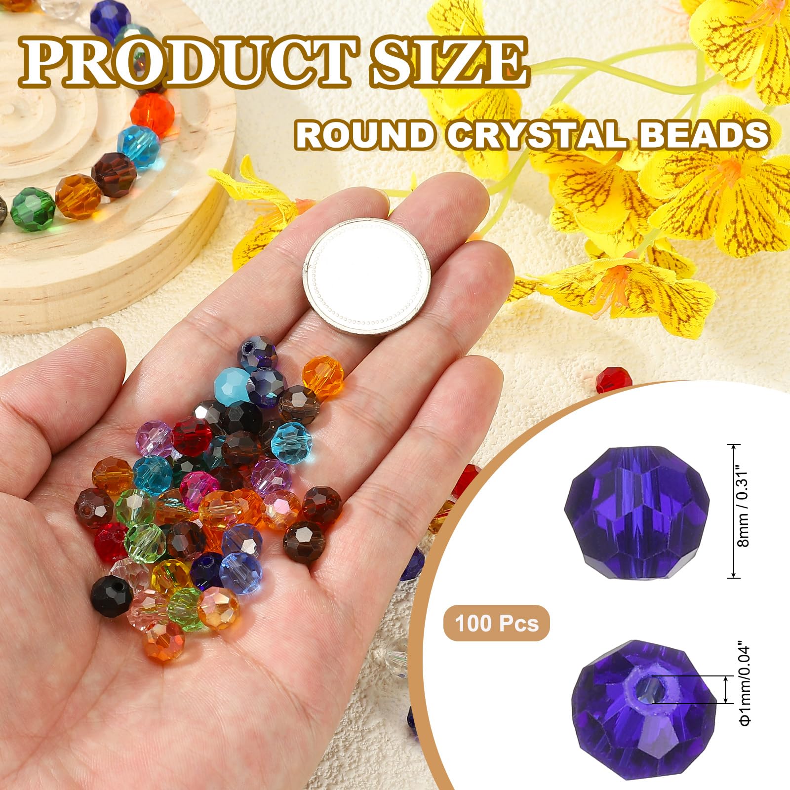PATIKIL 8mm Round Crystal Beads - Image 2