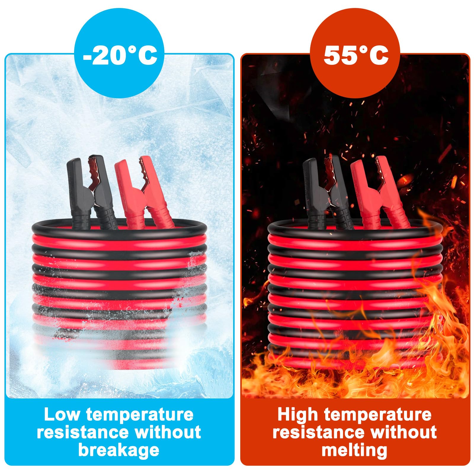 Cavi Batteria Auto con Borsa, Cavo Avviamento 12/24V 4M 2000A per Camion, Cavi Collegamento per Avviamento Sicuro Efficiente, Cavo Avvio Rapido Resistenti per Motori Benzina e Diesel