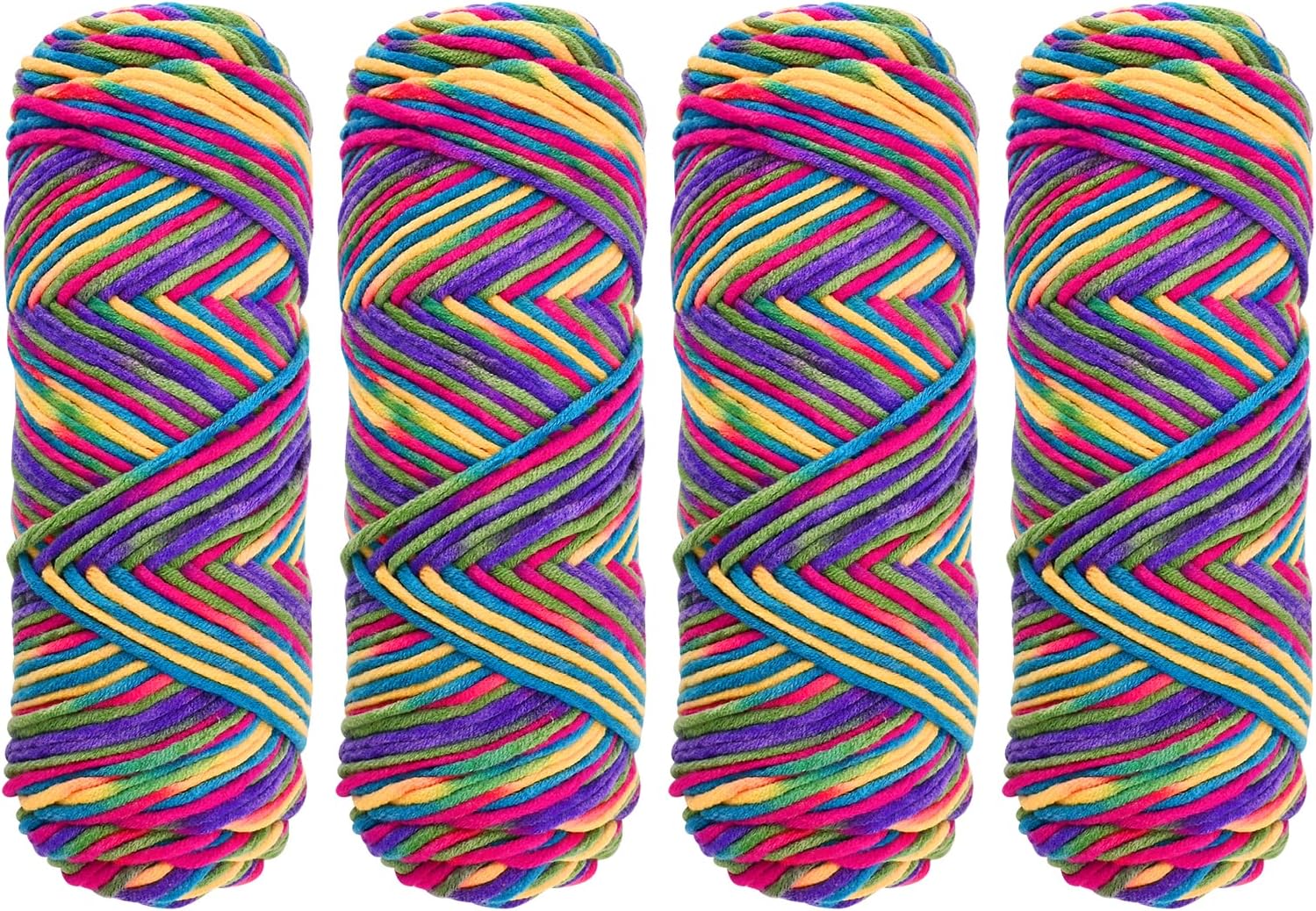Crochet Knitting Yarn 4 x 100g Crochet Yarn Wool 8 Strands of Soft and Comfortable Milk Cotton Wool Double Knitting Yarn Multi-Colored Acrylic Crochet Yarn Set for Hats Doll (Multicolor)