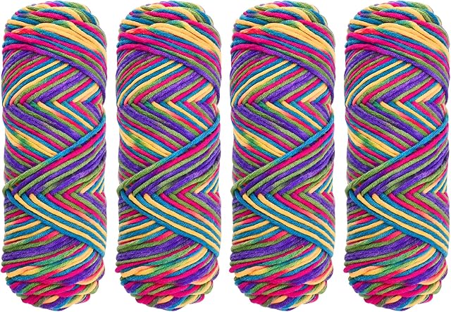 Crochet Knitting Yarn 4 x 100g Crochet Yarn Wool 8 Strands of Soft and Comfortable Milk Cotton Wool Double Knitting Yarn Multi-Colored Acrylic Crochet Yarn Set for Hats Doll (Multicolor)