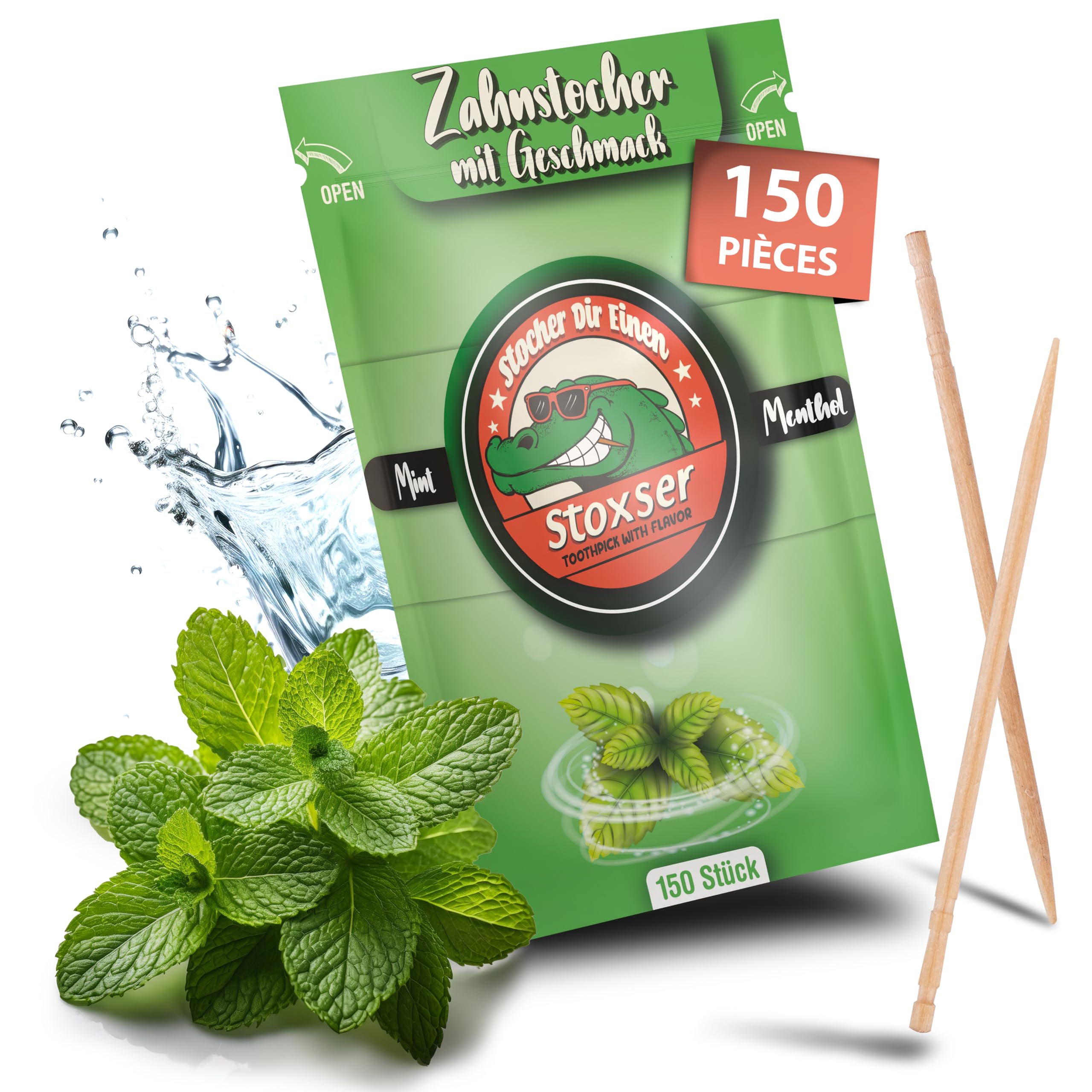 Lot de 150 cure-dents menthe menthol - Cure-dents sans sucre - Fil dentaire