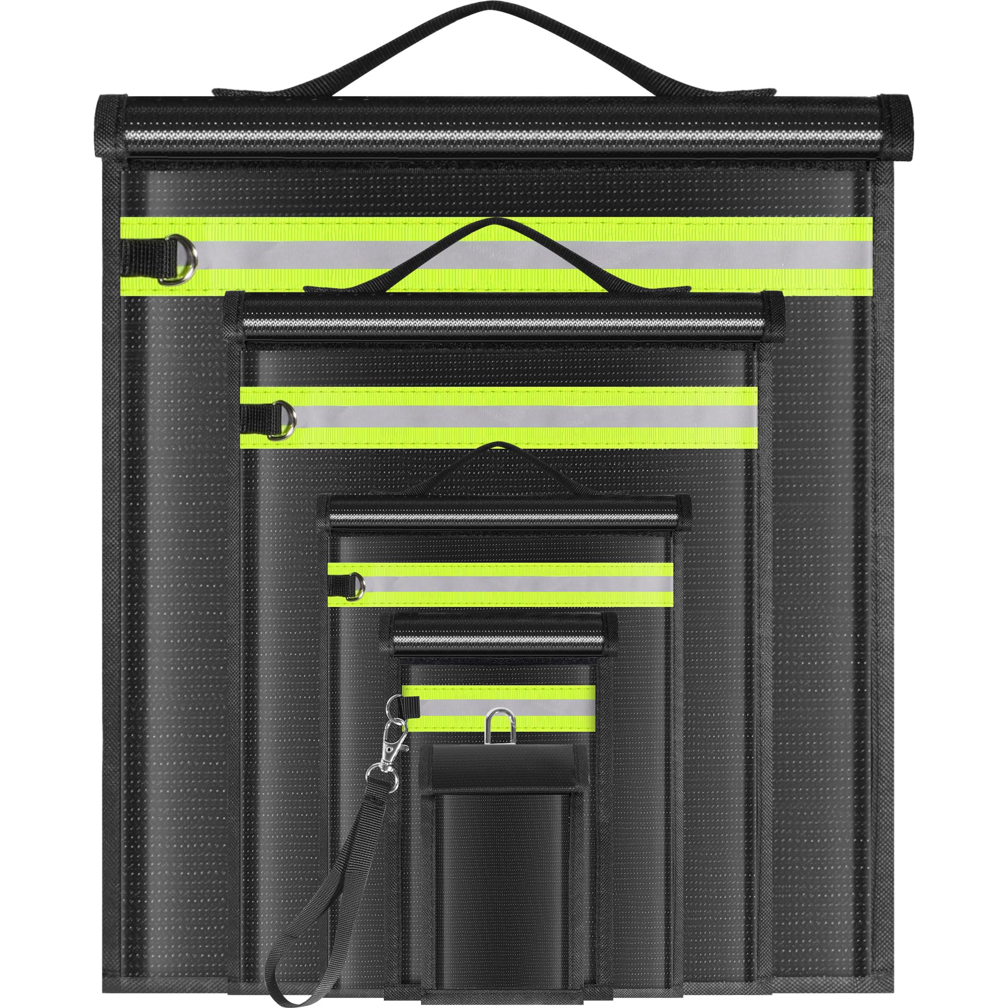 Lulrsay 5 Pack Faraday Bags,Faraday Cage for Laptops Tablets Phones Car Keys,Faraday Bags with Handle&Reflective Strip,Faraday Pouch for Electronics Fireproof Waterproof