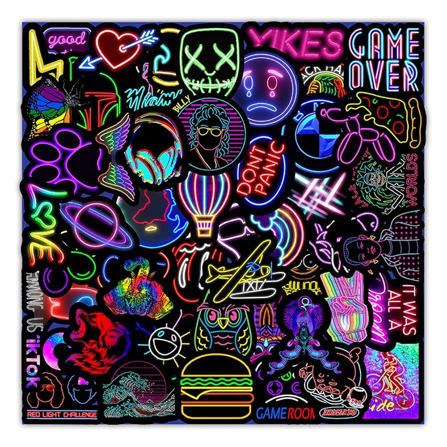 Amazon.co.jp: 100枚入 漫画ネオンライト ステッカーセット