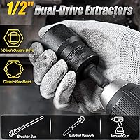 Vista 5 de Topec Juego de llaves de tuercas grandes de 0.67 a 1.41 pulgadas, herramienta de extracción de bloqueo de rueda motriz de 1/2 pulgada, kit extractor