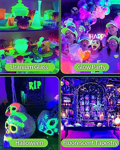 Miniatura 8 de Paquete de 4 barras de luz LED negra de 42 W, luz negra con cable de 6 pies+enchufe+interruptor, luz de área de 24 x 24 pies x 4, para Halloween,