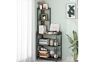 GILLAS Corner Shelf with Storage, 5-Tier Freestanding Corner Shelf Unit