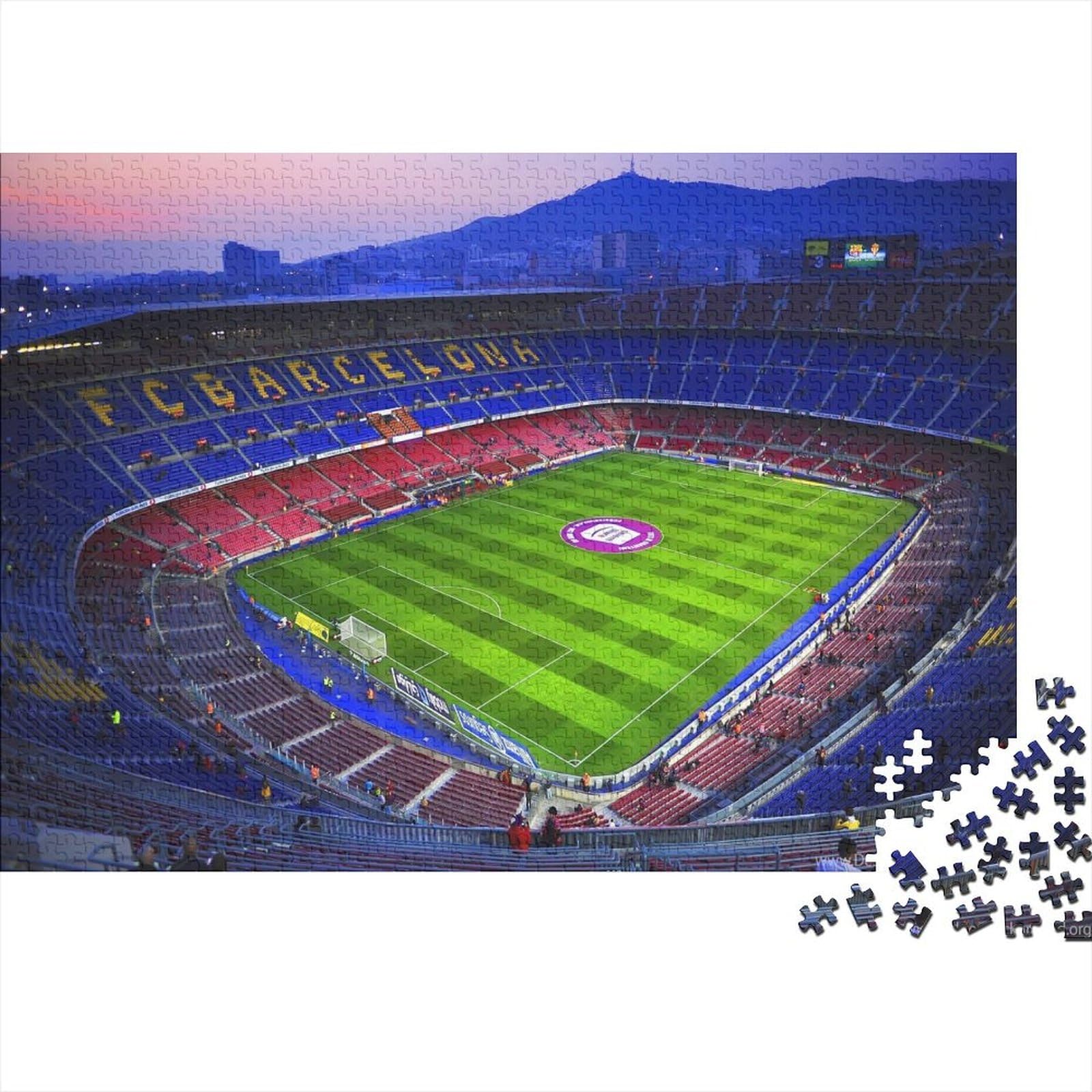 Camp Nou Stadium 1000 Piece Adult Jigsaw Puzzles Football Jigsaws Challenging Game Family Challenging Educational Challenge Home Decoration for Adults And Kids Age 12 Years Up 1000pcs (75x50cm)