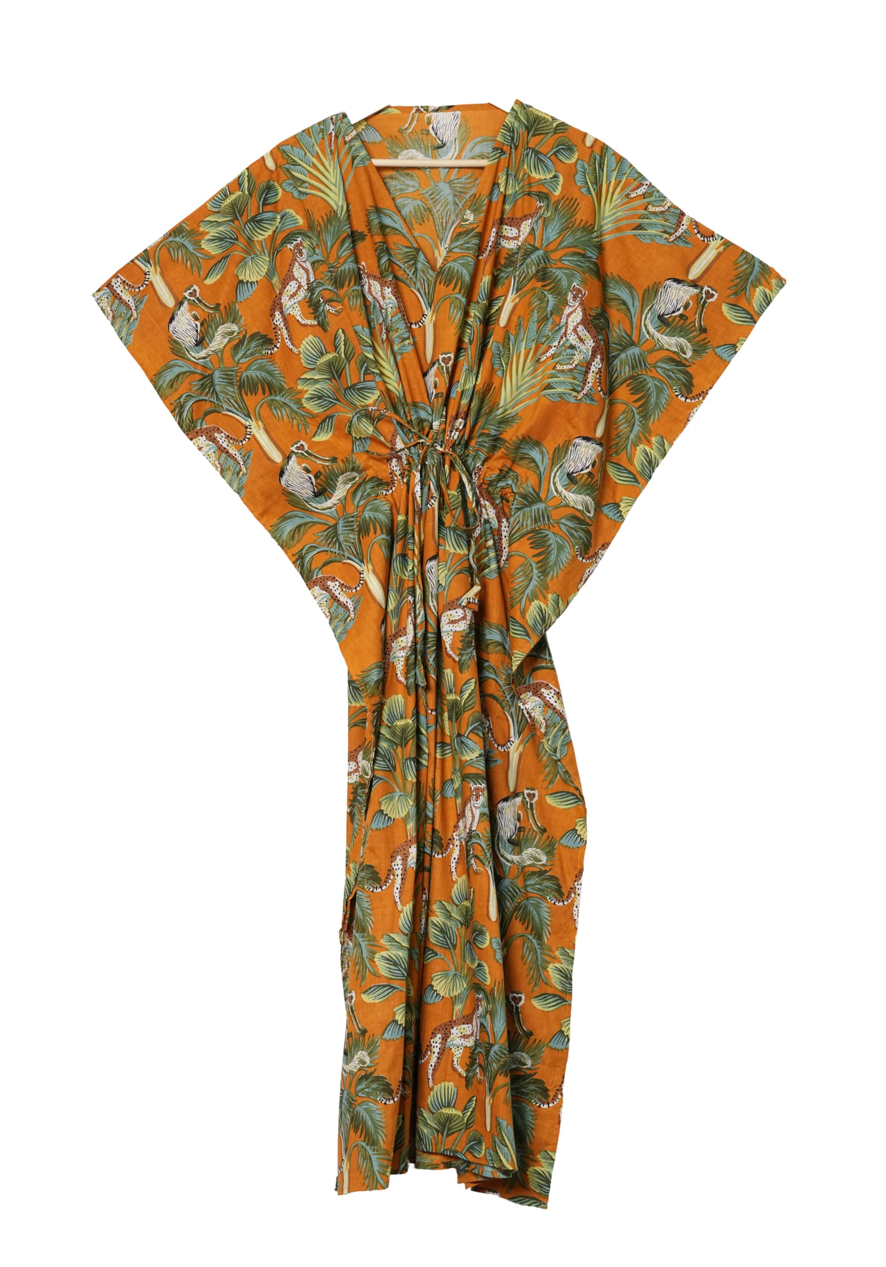 INDACORIFY Indian Hand Block Print Plus Size Dress Indian Cotton Kaftan Long Maxi Robe Boho Summer Night Wear Robe Cadeaux pour Elle