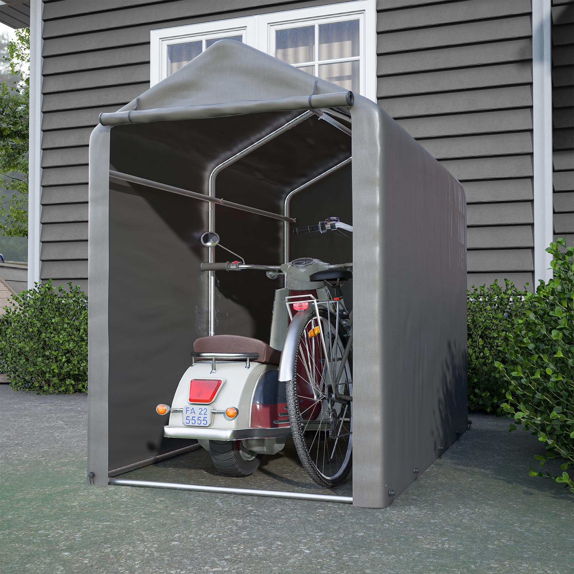 Ball & Cast Fahrradgarage mit PE-Plane und Stahlgestell, wetterfest | Robuste Motorradgarage mit Wetter- und UV-schutz. Einfache Montage. Für Garten und Hof, 100×187×160 cm