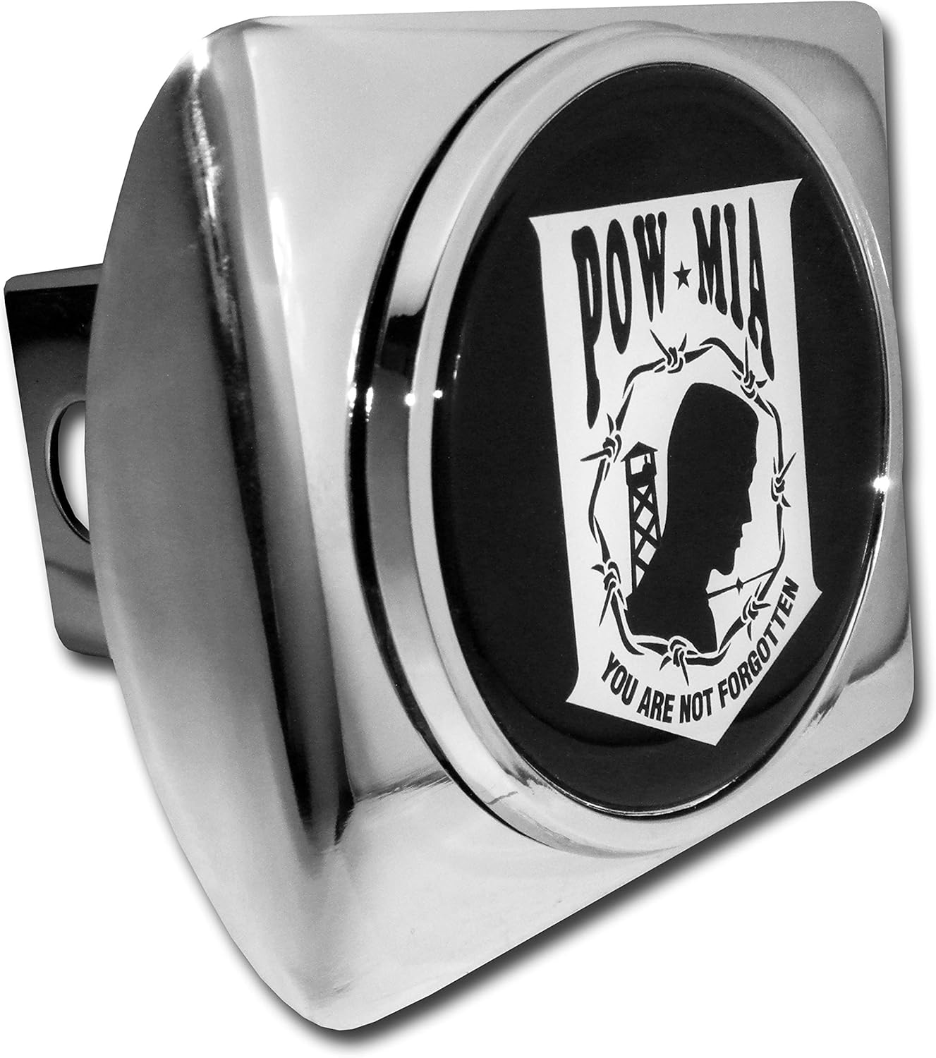 Elektroplate POW MIA You are Not Forgotten All Metal Black Hitch Cover for Trucks and SUVs | Fits Standard 2" Trailer Hitch Receivers | Premium Weatherproof