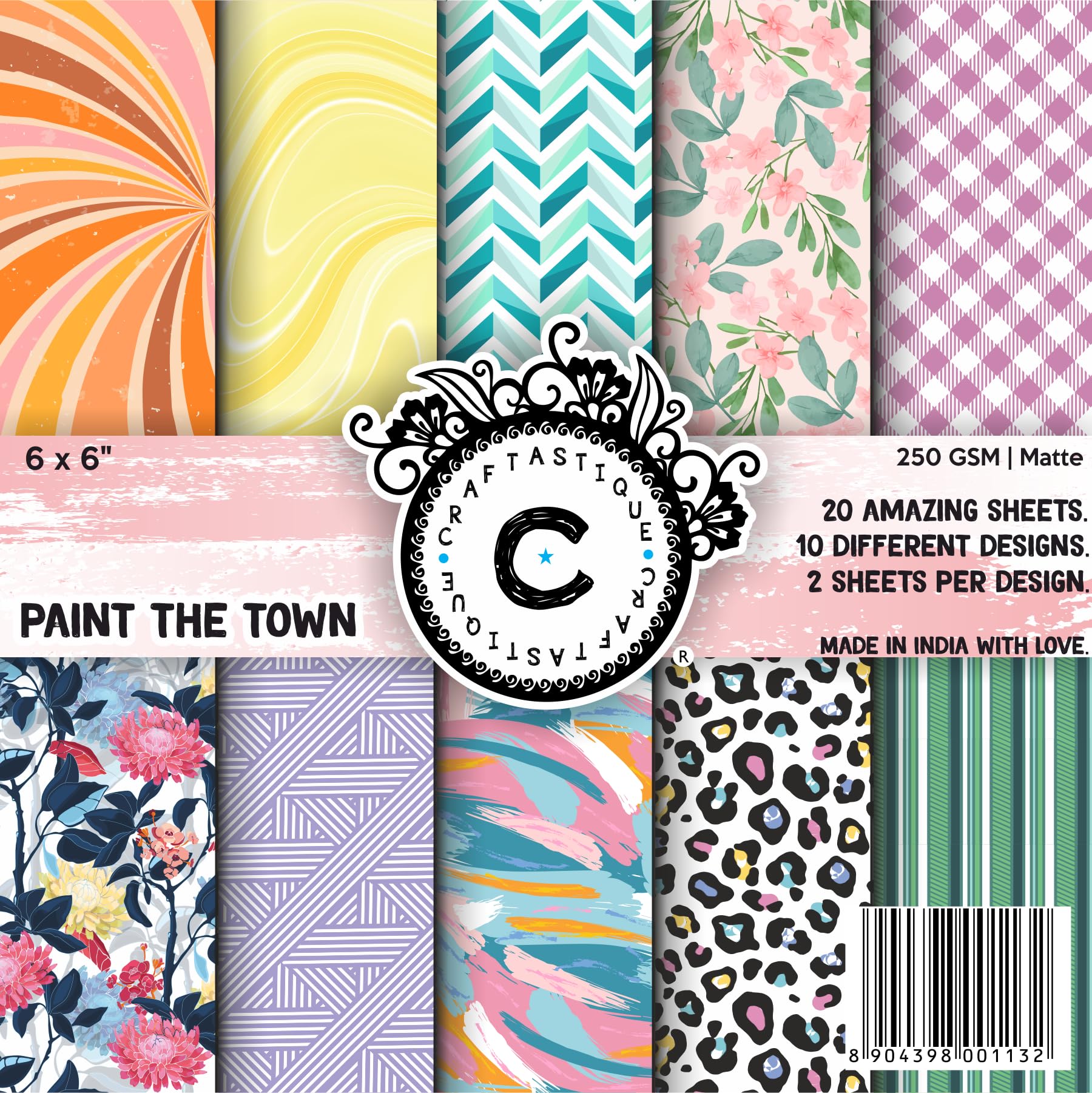 Craftastique Paint The Town Scrapbooking Pattern Paper Pack (20 Sheets | 250 GSM) | Decorative Pattern Paper for Art and Craft DIY Greeting Card Paper Texture Sheets Scrapbook Sheets (6x6 inches)-image-30