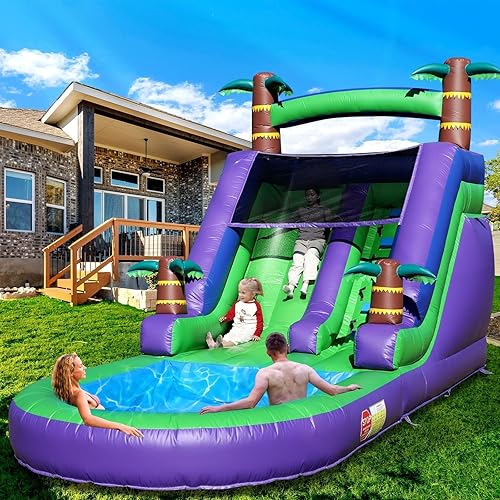21FT(L) Commercial Grade Water Slide for Adults, (Heavy Duty Full PVC) (Big Airtight Splash Water Pool), 750w Blower, Inflatable Waterslide for Backyard, Outdoor Park, 21x9x12ft