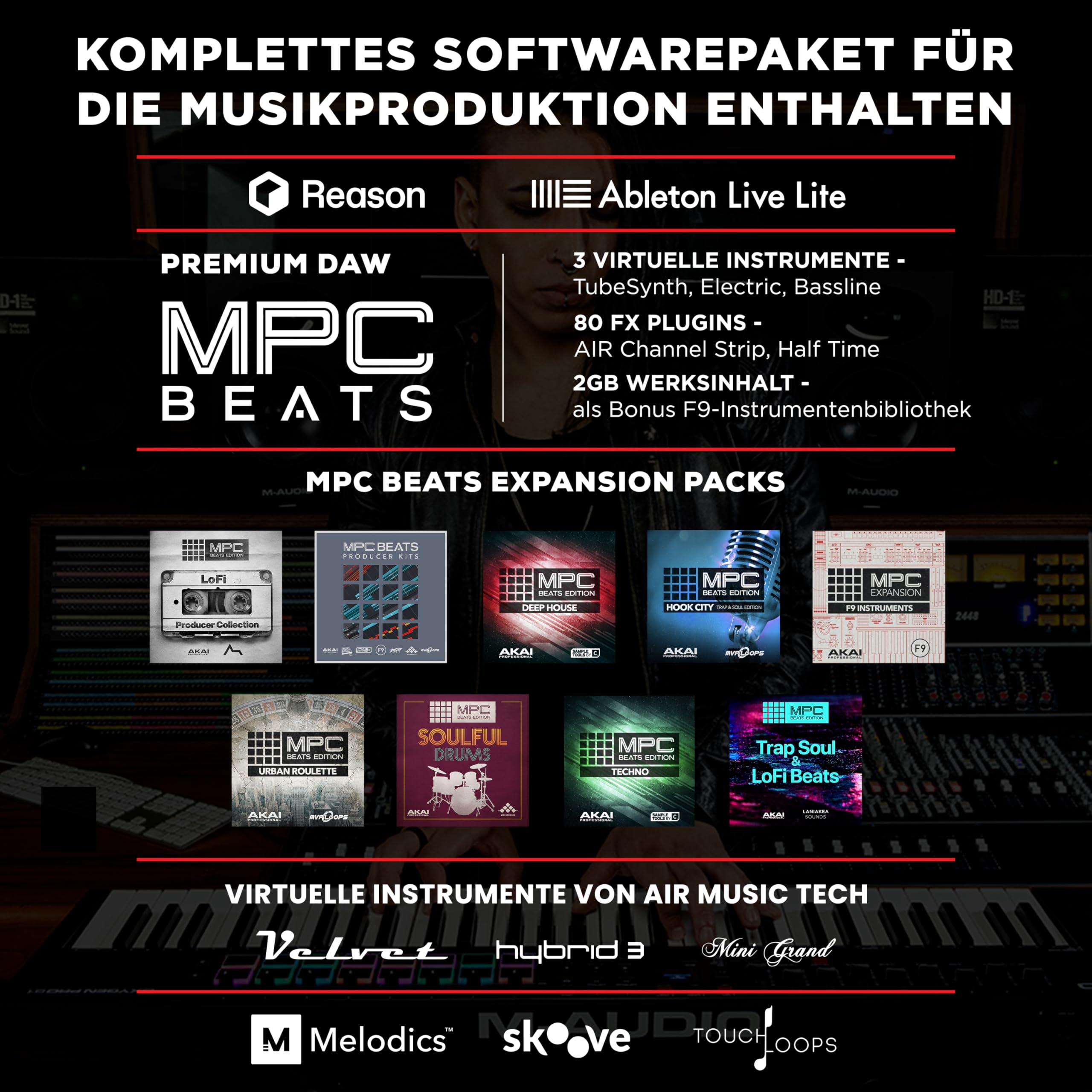 M-AUDIO Oxygen Pro 61 – 61-Tasten USB MIDI Keyboard Controller mit Beat Pads, MIDI-zuweisbaren Drehreglern, Tasten und Fadern und Native Instruments Soundpaket (NKS Integration)