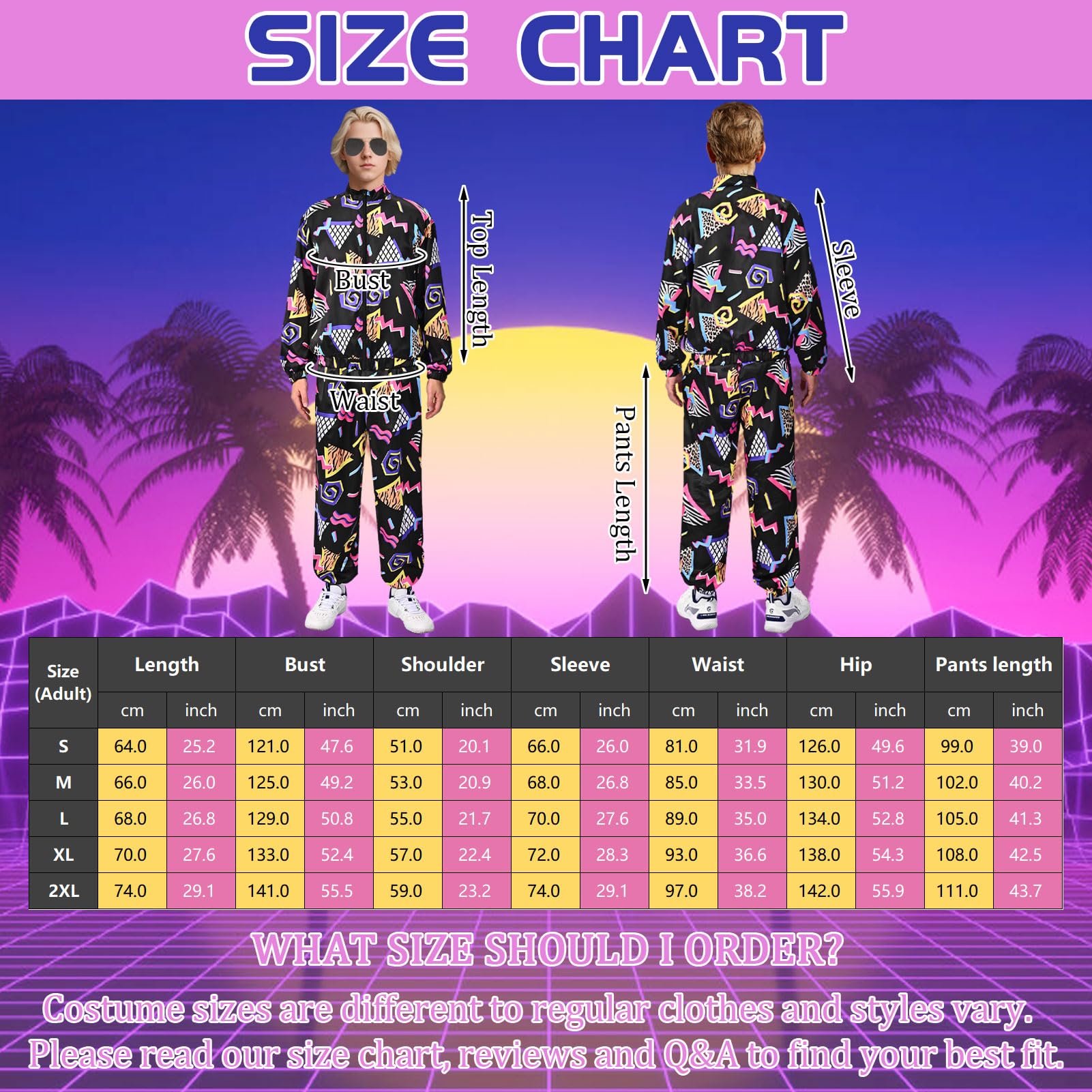 Amycute 80s Shell Suit for Men Women Retro 80s Tracksuit, 1980s Disco Fancy Dress 80s 90s Costume Outfits Adults Halloween - Image 7