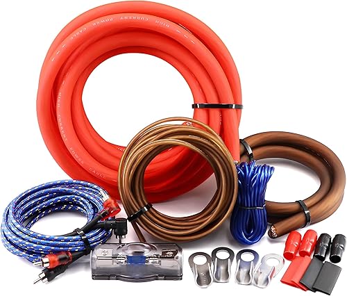 Kit completo de cableado de amplificador CCA calibre 0 (aluminio revestido de cobre), cable de alimentación de audio para automóvil de 3000 W máximo