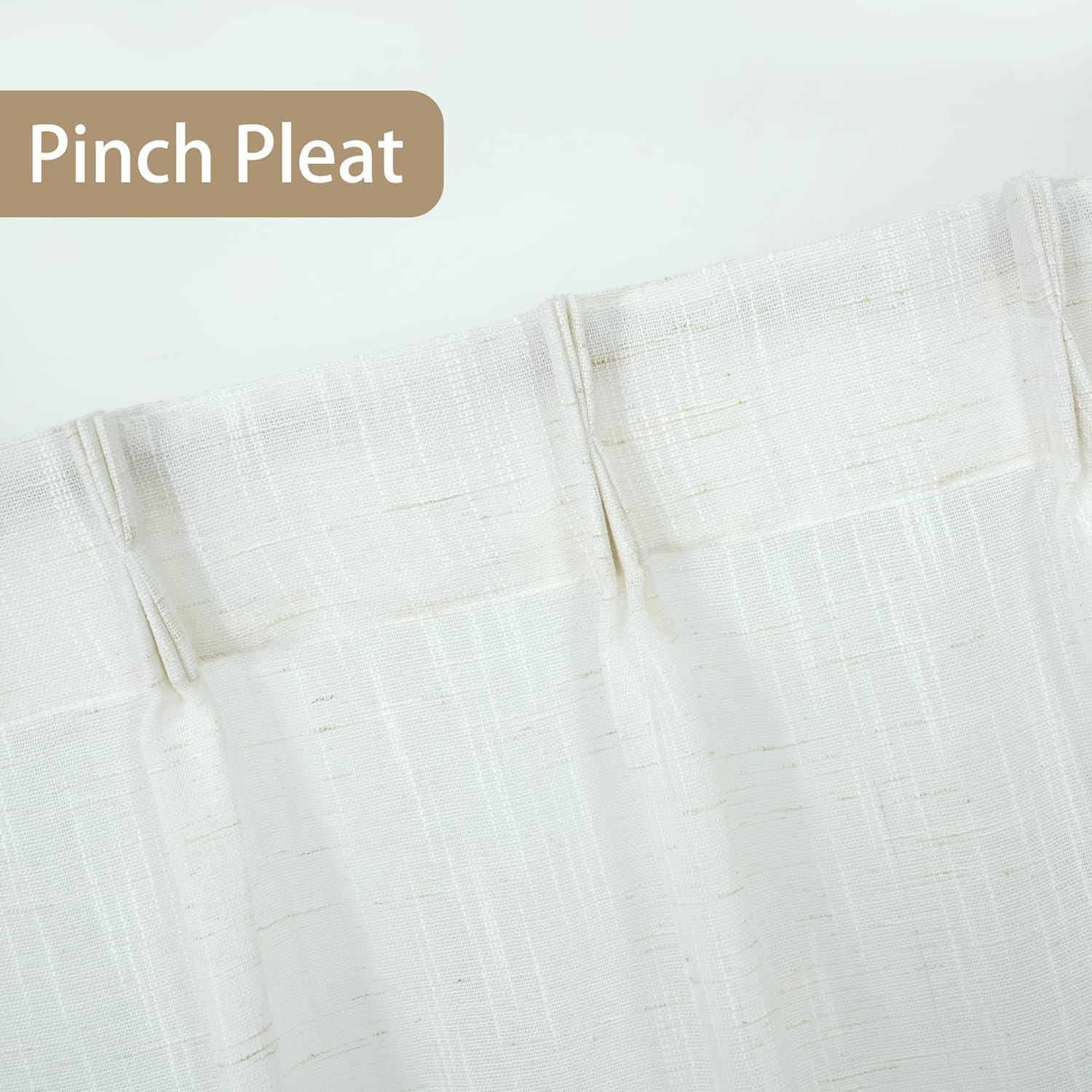 DriftAway Pinch Pleat Kitchen Curtains Linen Textured Short Cafe Linen Curtains for Bathroom Laundry Room Half Window 2 Panels Farmhouse Rustic Back Tabs 30 x 36 Inches Ivory Birch