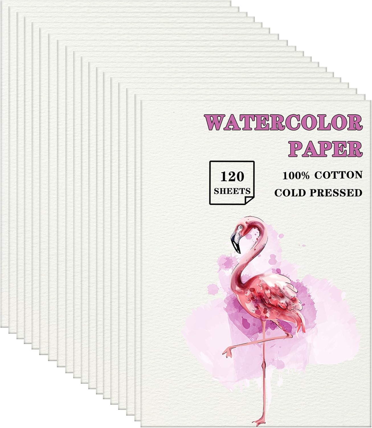 Silunkia 120 Sheets 100% Cotton Watercolor Paper 8.5 x 11 for Painting, 140lb/300gsm Heavyweight Cold Pressed Off White Paper for Students Adults Artists Drawing Valentine Gift Cards