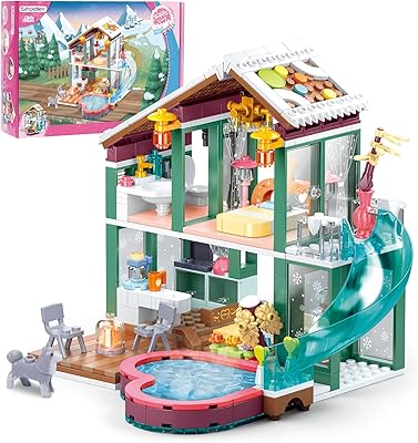 Sitodier Building Blocks Set Toy-439pcs Hot Spring Vacation House Building Bricks Kit Toys for Kids, Girls Boys Building Blocks Construction Educational Toys Nice Gift for Kids Age 6 7 8 9 10 11 12