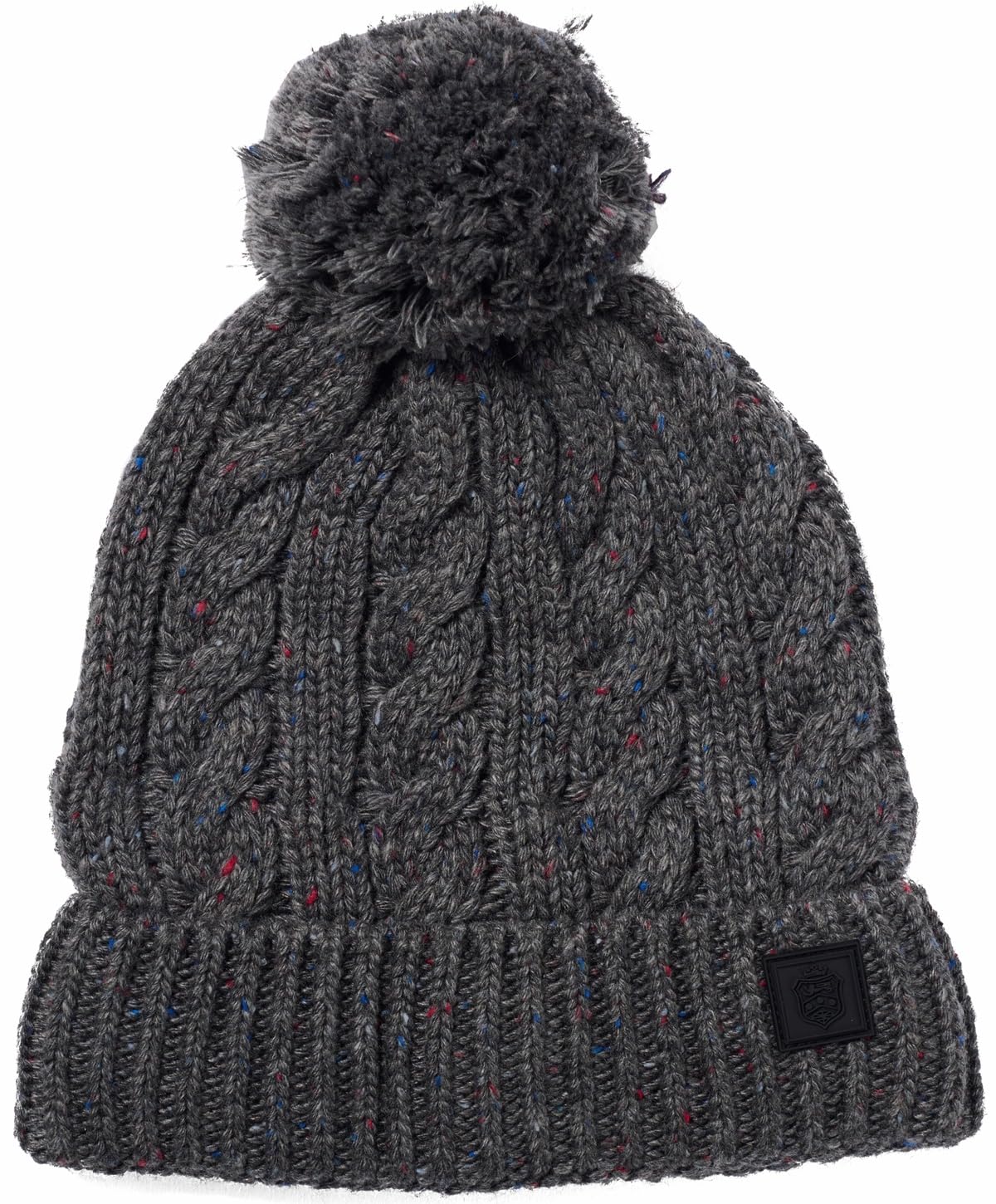 Failsworth Men's Charcoal Aran Wool Blend Beanie Bobble Ski Hat In Size: One Size