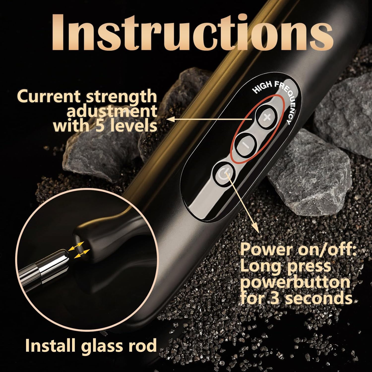 Electric Sex Toy BDSM Shock Electrosex Wand Male E-Stim Electrosex Toys Estim Sex Stimulation with 5 Level Current Levels Visible Lightning for Sex Game Discipline and Training Tools for Men Women