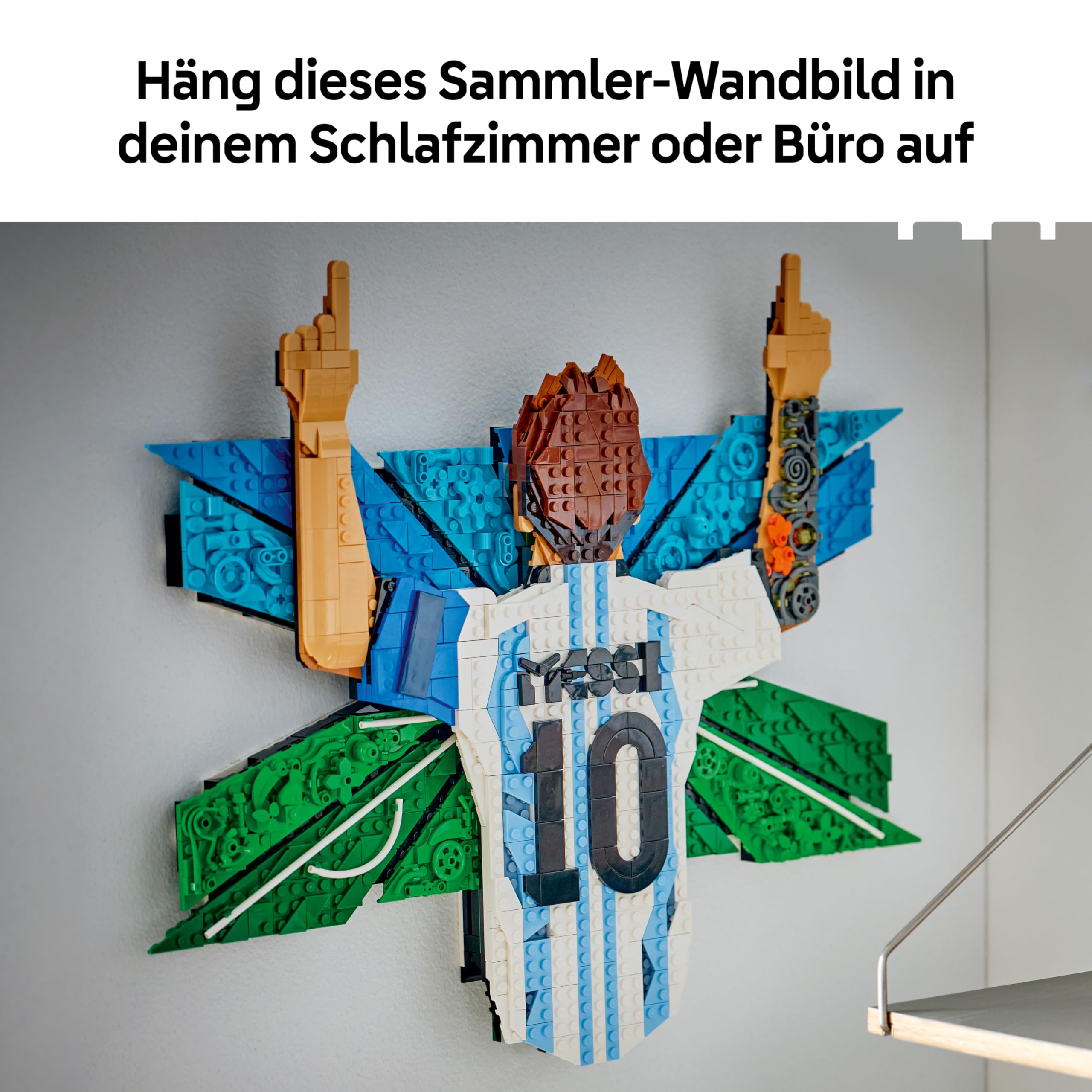 LEGO Editions Lionel Messi – Torjubel - 3D DIY Wandbild Set - DIY Deko für Kinder - Fußball Geschenk für Jugendliche ab 14 Jahren, Mädchen, Jungen und Erwachsene Sportfans - 43018