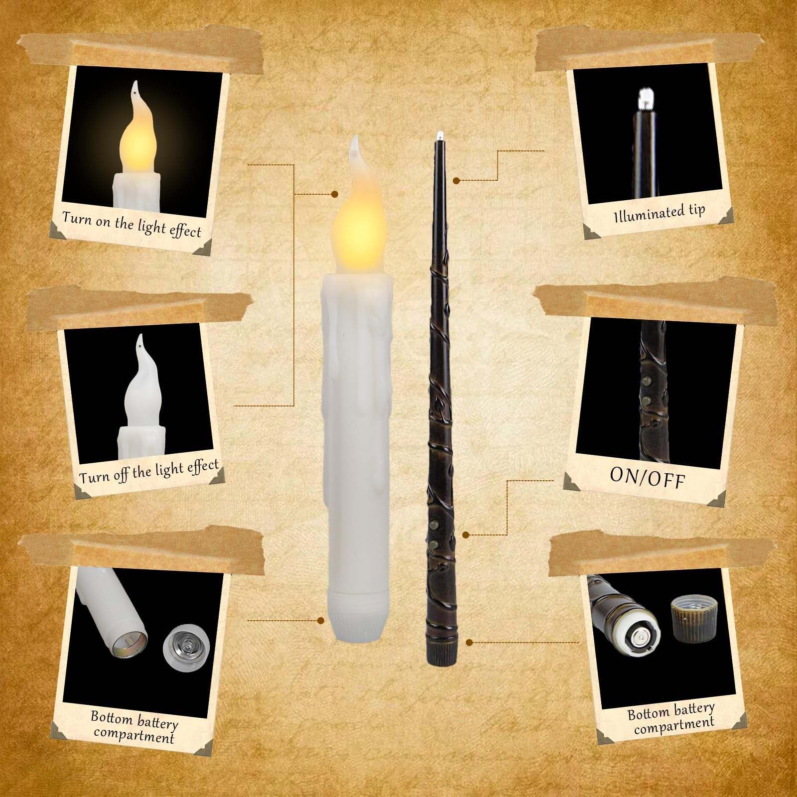 Candele LED Fluttuanti Con Bacchetta Magica – 12 Pezzi, Luce Calda, Per Decorazioni Halloween E Natale - 3