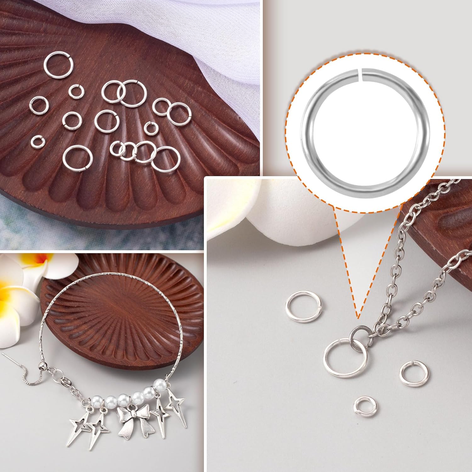 16 Pcs 925 Sterling Silver Split Jump Ring, 3/4/5/6mm Small Key Rings, Open Connector Bracelet Necklace Charm Wedding Valentines Mothers Jewelry Decoration - Image 4