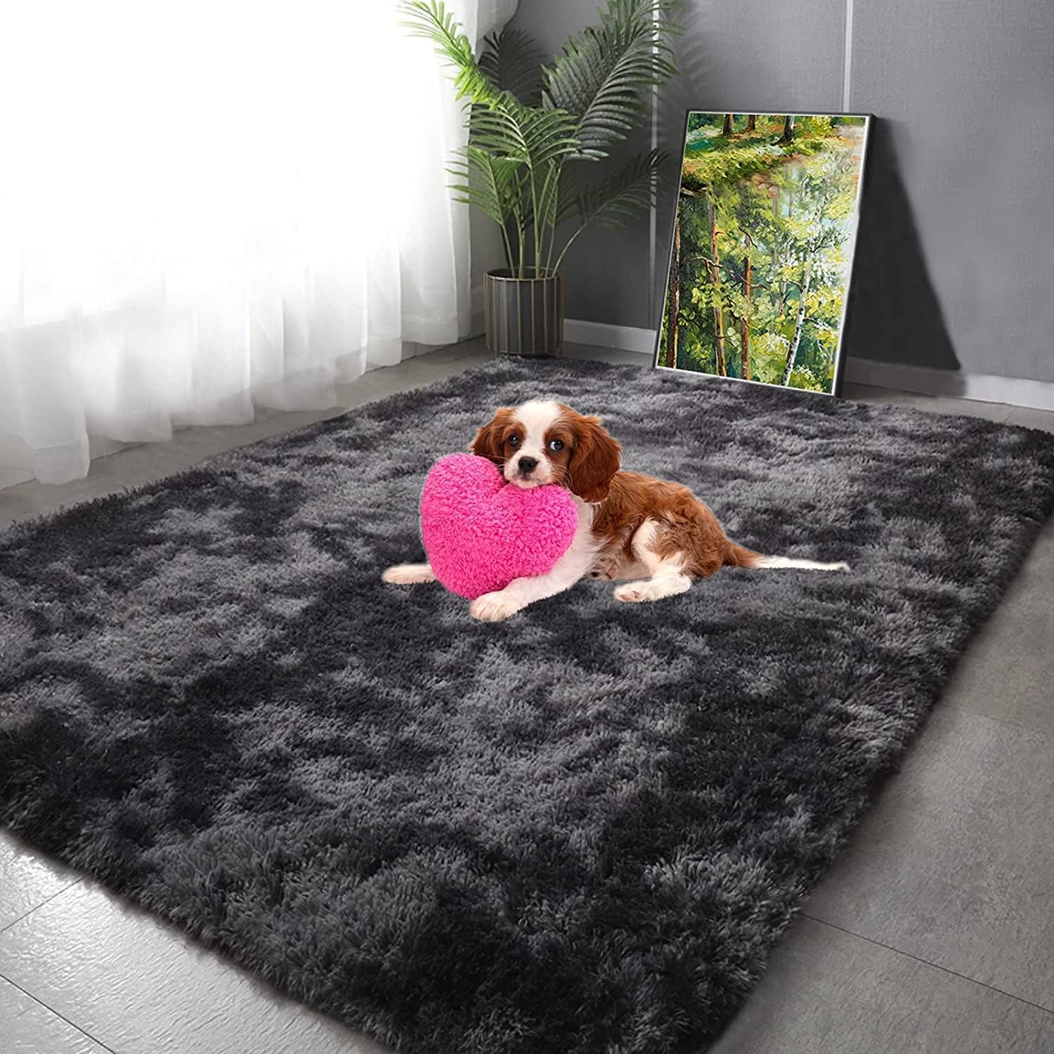 Grey Shaggy Rug - Soft & Cozy Bedroom Living Room -4
