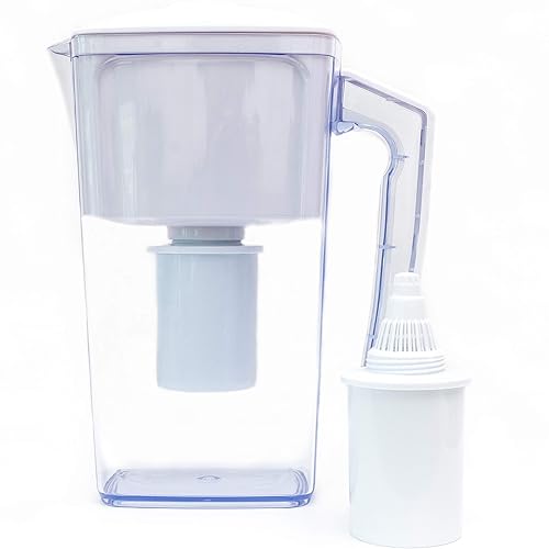Jarra de filtro de agua alcalina - Ionizador de agua pura saludable de 2.5 litros, dos filtros de carbón activado de 60 días, sin BPA, saludable,
