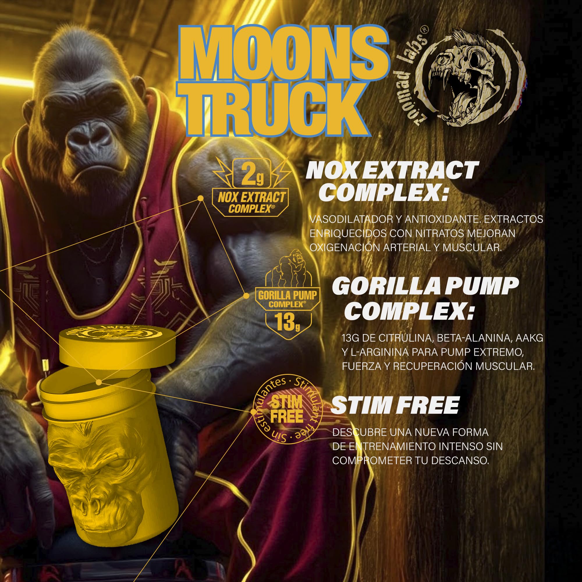 Pre Workout Sin Cafeína Moonstruck II Zero Zoomad Labs 540g – Preentreno Natural para Gimnasio con Óxido Nítrico, Pump Extremo, Fuerza y Resistencia – Energía sin Estimulantes Candy Coke