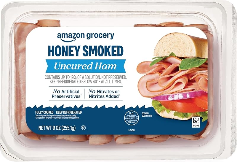 Amazon Grocery, Sliced Honey Smoked Uncured Ham, 9 Oz