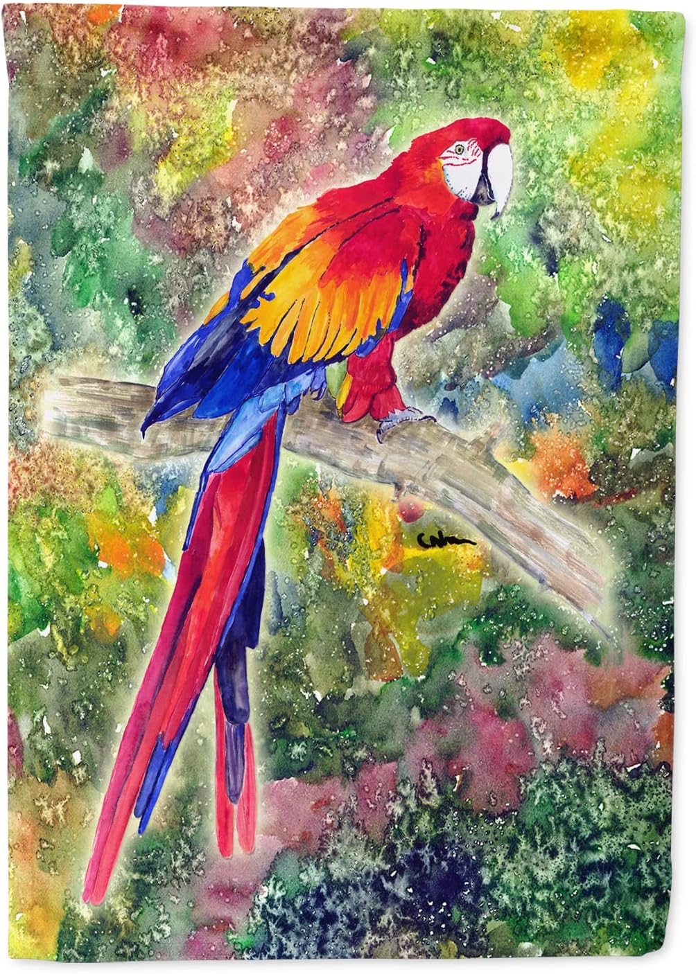 Caroline's Treasures 8603CHF Parrot Parrot Head House Flag Large Porch Sleeve Pole Decorative Outside Yard Banner Artwork Wall Hanging, Polyester, House Size, Multicolor