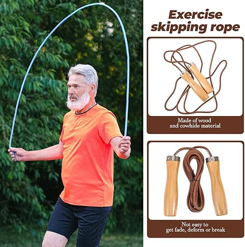 Miniatura 8 de YARNOW Weighted Jump Rope with Ergonomic Leather Handles for Fitness Exercise Smooth Genuine Leather Skipping Rope for Home and Gym Workouts