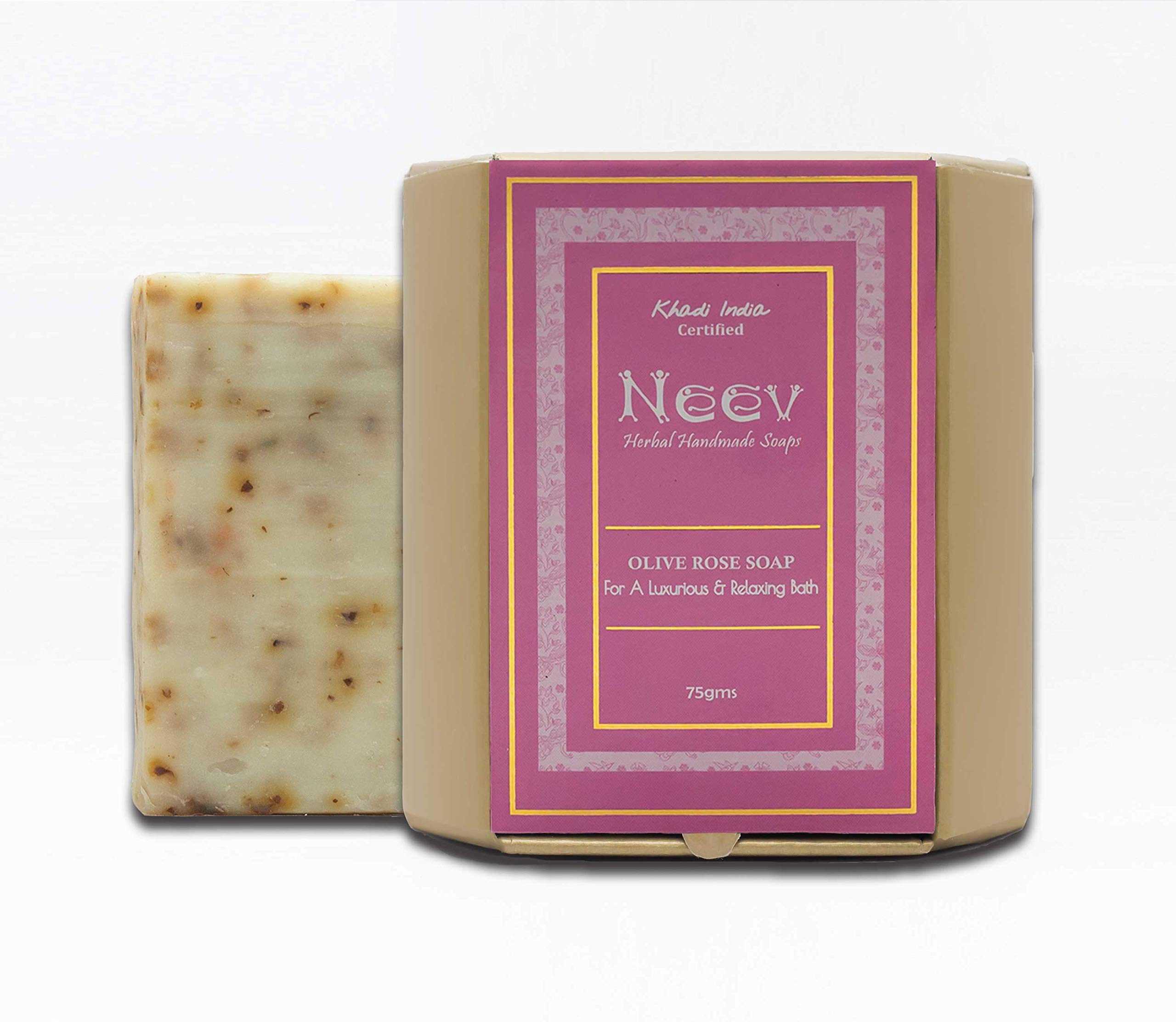 Neev Olive Rose Handmade Soap- For a Luxurious and Relaxing Bath - 75gms