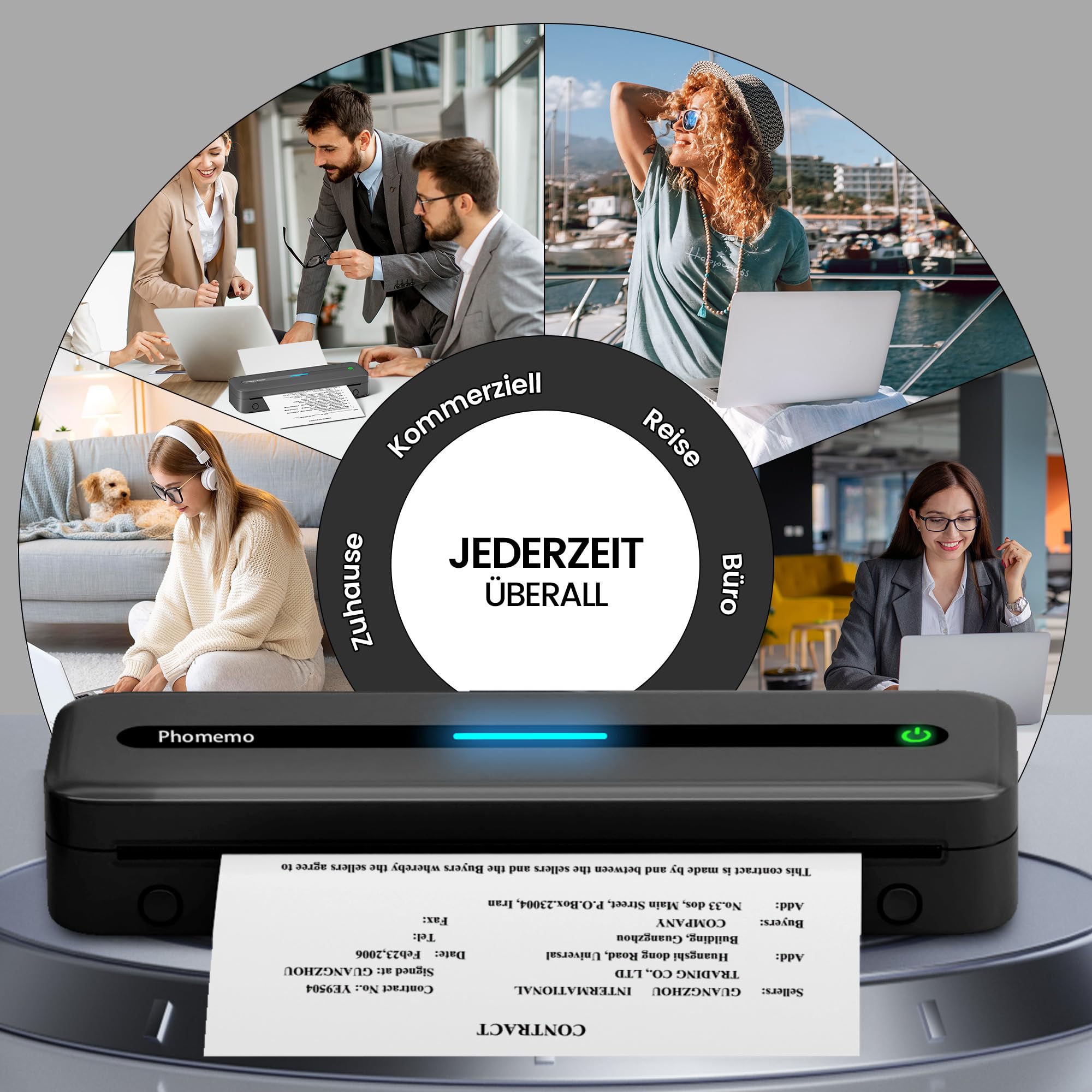 Phomemo M832 Thermodrucker A4, Mobiler Drucker A4 für Unterwegs, Büro, Schule, Zuhause, Kompatibel mit Windows/macOS/iOS/Android, Monochromer Reisedrucker Unterstützt nur Thermopapier, Schwarz
