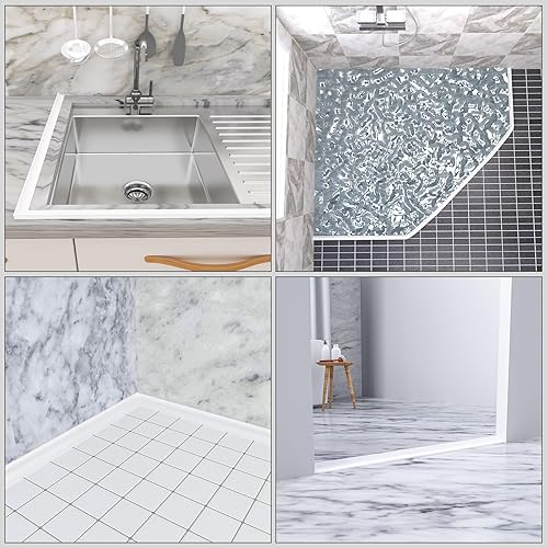 Miniatura 7 de Barrera de agua plegable de 39 pulgadas, barrera de agua de silicona autoadhesiva, impermeable, para el espacio entre la ducha, la cocina, el