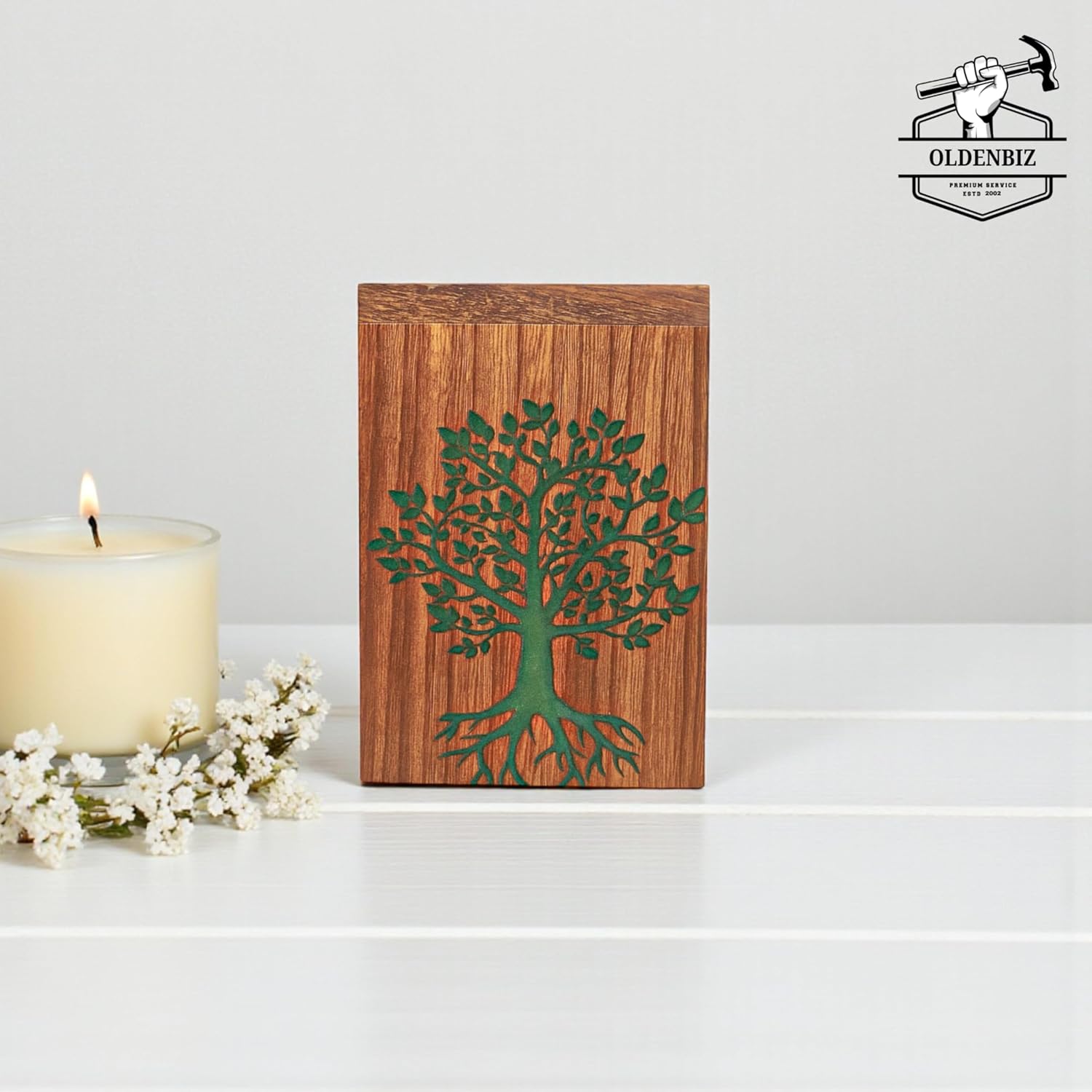 Wooden Resin Cremation Urn for Human Ashes – Keepsake Memorial Urn Box – Handmade Funeral Ashes Container for Adults or Pets Keepsake for Family Sharing - Image 5