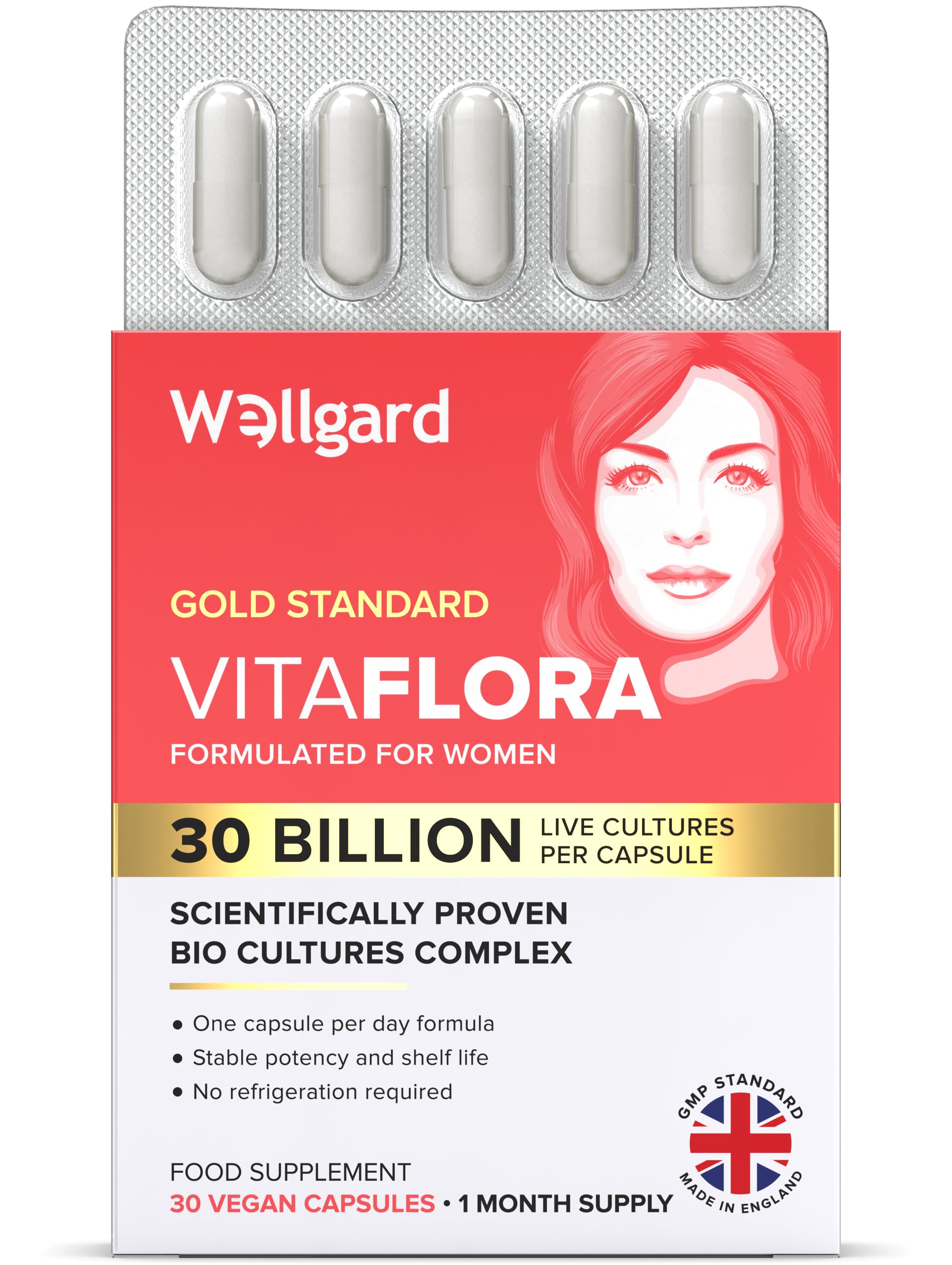 Wellgard Vitaflora 30 Billion Women Intimate Flora, 30 Capsules, Made in UK
