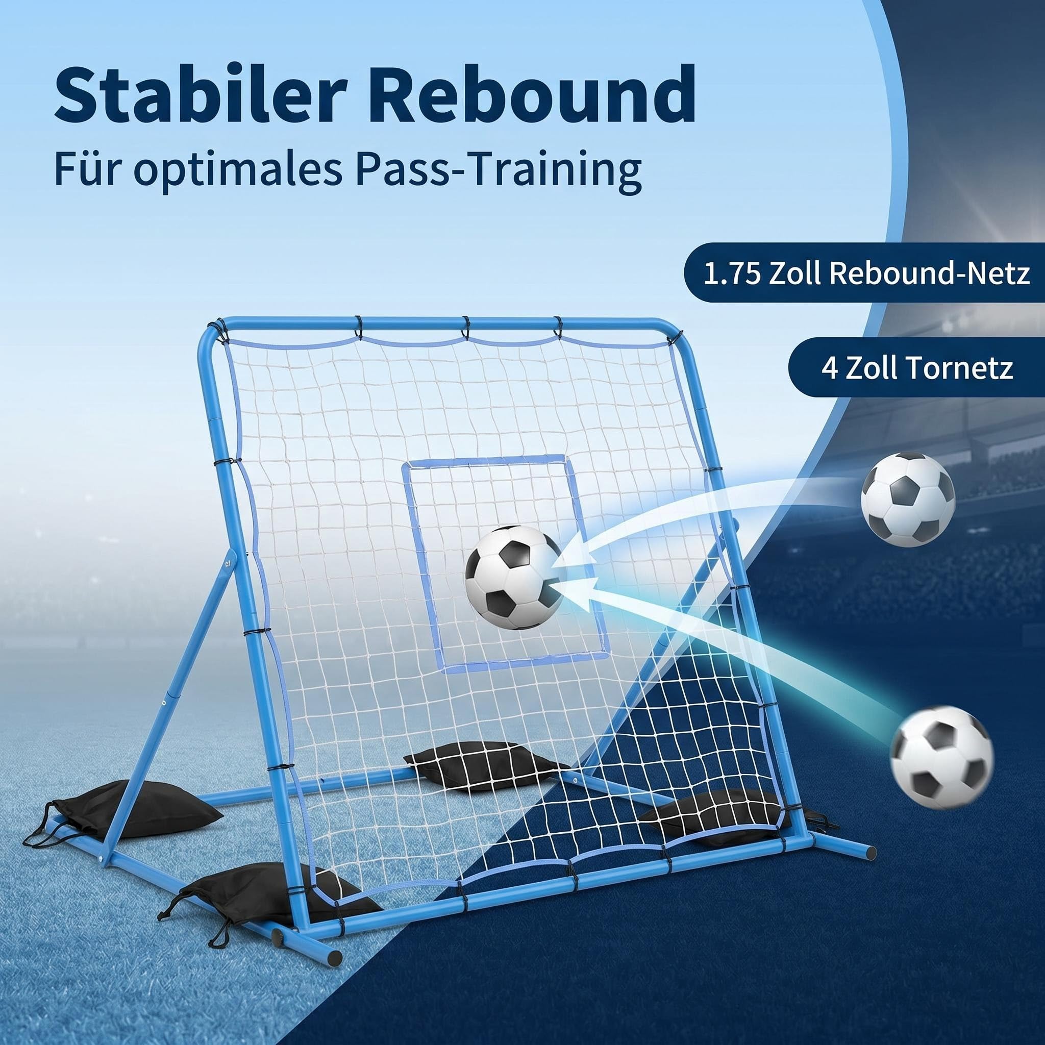 Porta da calcio e rimbalzo 2 in 1, angolo di rimbalzo regolabile, robusta rete da allenamento da calcio, pieghevole per tiro, regolazione e controllo della palla, strumento di allenamento per bambini